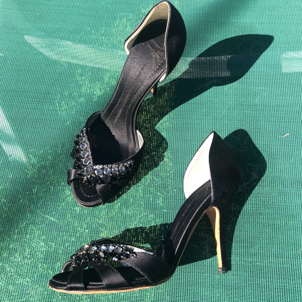 Giuseppe Zanotti Black Open-Toe Heels